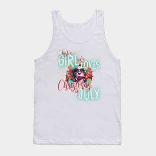 Just a Girl Who Loves Christmas in July Retro Summer Print Tank Top